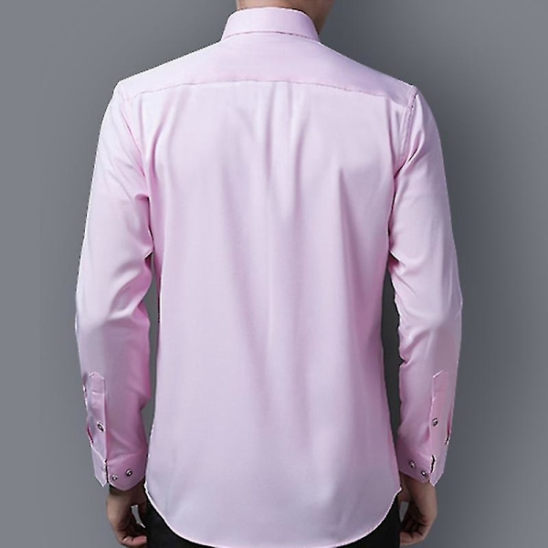 Slank Passform Rosa Langarmet Knappeskjorte for Menn