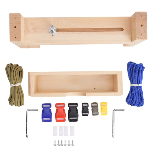 Harmløs simpelt vævet paraplyreb Paracord Armbånd Træramme DIY Craft Tool Kit til campingoverlevelse