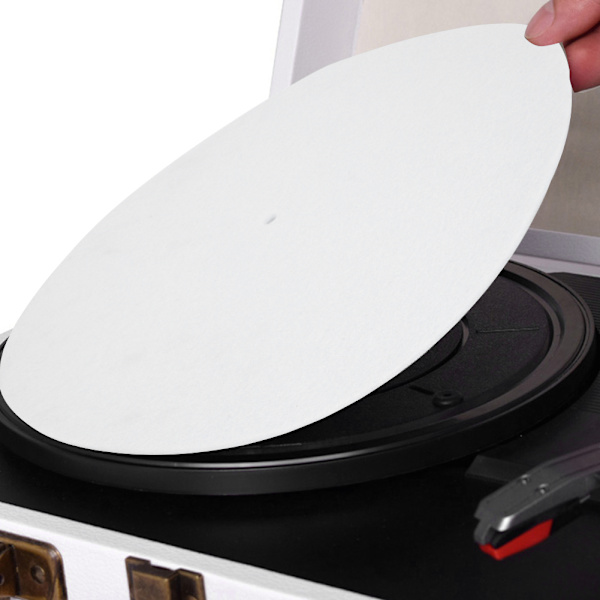 Levysoitin Platter Mat 12" tärinää estävä Audiophile Pad vinyylilevysoittimelle (valkoinen)