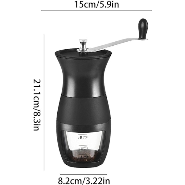 Bærbar kaffemaskin med justerbar keramisk kvern Håndholdt kvern for hjemmebrygging