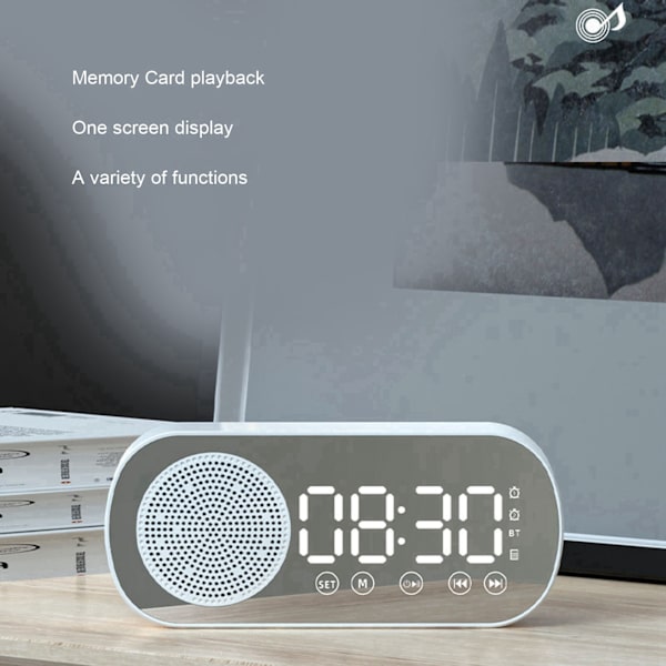 Digitaalinen herätyskello HIFI FM-radio ladattava Bluetooth 5.0 kaiutinpeilikello lukumatkalle