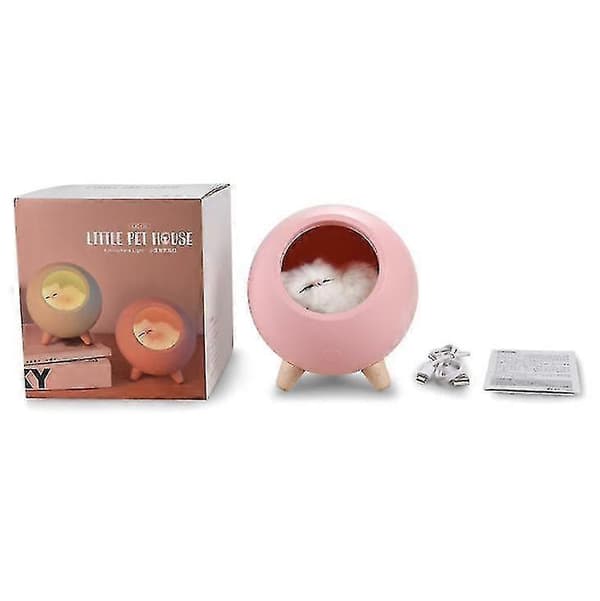 Söt sovande katt nattlampa, flickors sovrum nattlampa, USB sovrum LED tecknad bordslampa Vit