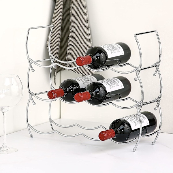 Hopeanväriset metalliset pullotelineet, 1 kpl, 43 x 14,5 cm