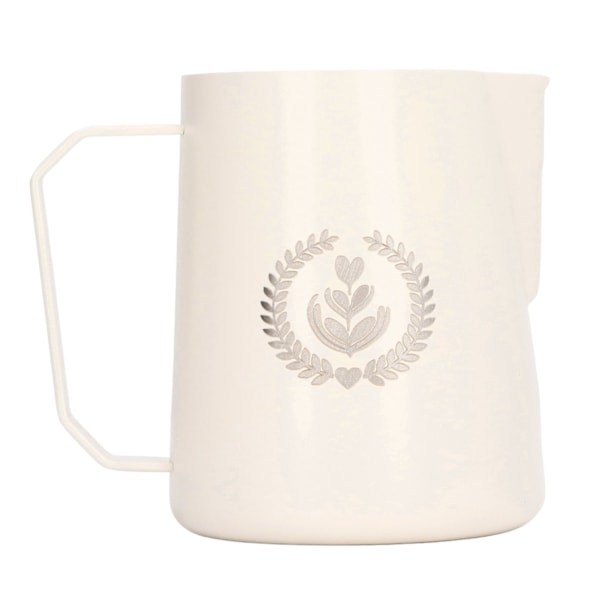 Mælkeskummerkande i rustfrit stål, skummekanden, blandingskop, kande til kaffedrikke, 450 ml, hvid