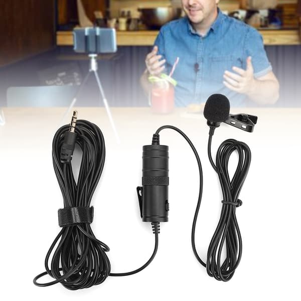 Mini Kraveklips Mikrofon Karaoke Live Broadcast Mic med Batteri til Mobiltelefon PC (Mikrofonadapter til IOS)