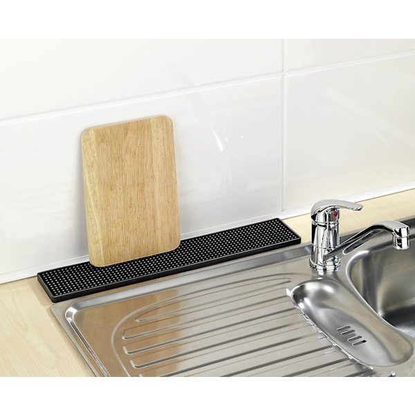 Stor sort silikon oppvaskmatte - 50,5*8*1cm