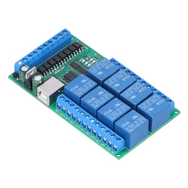 Reläsköldsmodul 8 kanaler Multifunktionell USB-reläkort med AT-kommandon