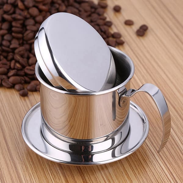 Rustfri Stål Kop Vietnamesisk Kaffe Dryp Filter Maker Phin Infuser Sølvfarvet