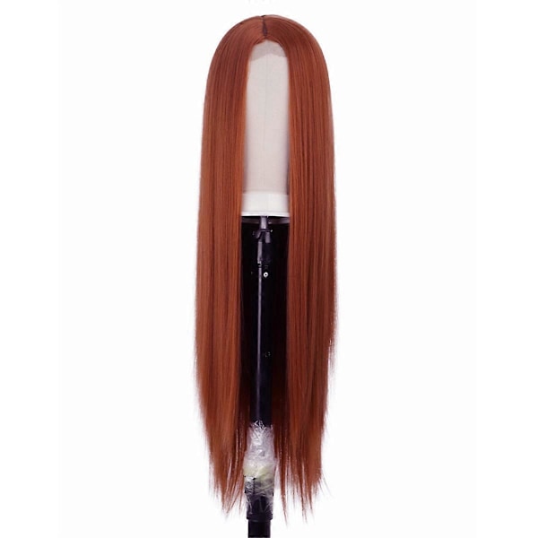 32 tommer Lang Rett Highlight Blond Front Parykk Cosplay Parykk