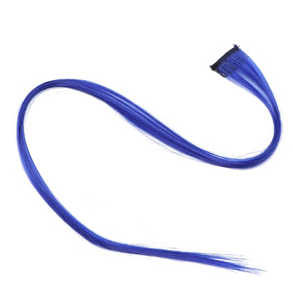 Farvede Hår Extensions Highlight Syntetisk Hårstykke Clipin Hår Extensions til Piger (Mørkeblå)