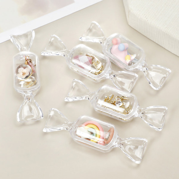 Candy Shape Säilytyslaatikko Innovatiivinen sarjakuva läpinäkyvä korusäiliö korvakoruille karkkeja sormuksia helmiä läpinäkyvä n. 8,5 x 2,5 cm / 3,3 x 1,0 tuumaa