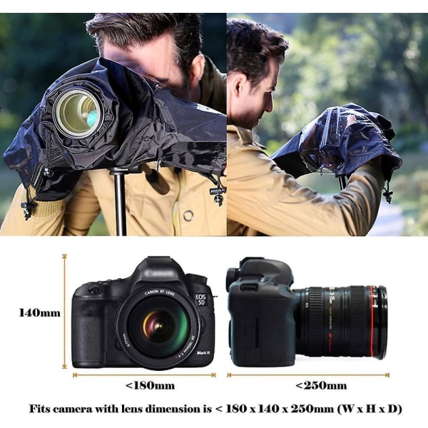Vedenpitävä kameran cover Fujifilmin, Nikonin, Canonin ja Sonyn DSLR- ja SLR-kameroihin