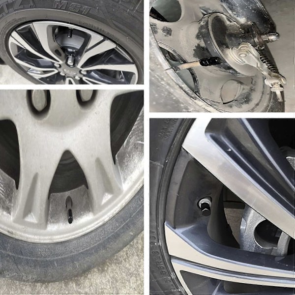 8 stk. Aluminium Auto Ventilhætter - Dækventilhætter - Auto Ventilhætter med Pakning - til Biler, SUV'er, Cykler, Lastbiler, Motorcykler (Sort)