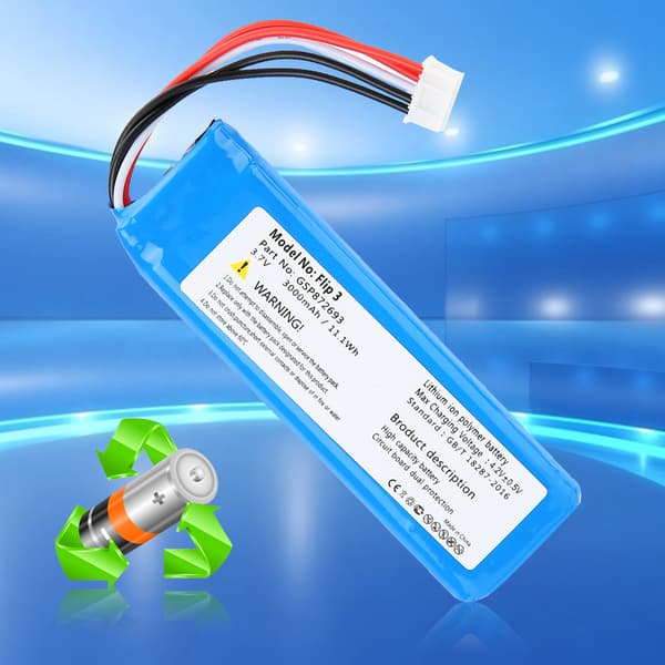 DC 3.7V 3000mAh / 11.1Wh litiumbatteri erstatningsbatteri for Flip 3