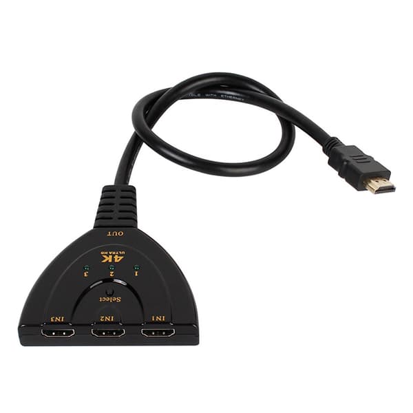3 i 1 ut HD Multimedia Interface Switcher 4K 3-portars videoomkopplare med statusindikator svart