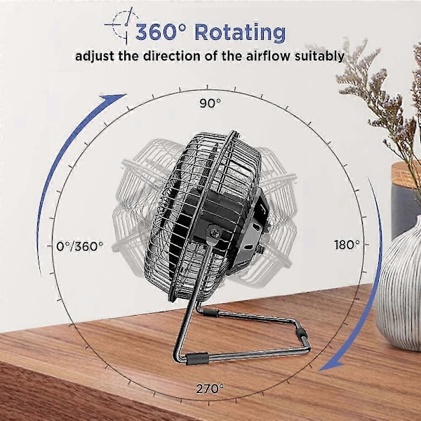 Usb Bordventilator 6 Tommer Skrivebords Lydløs Ventilator Luftcirkulator 2 Hastigheder 360 Rotation