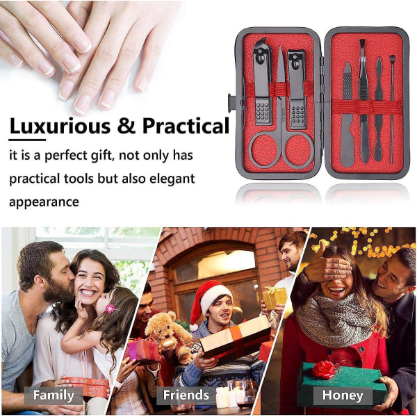 7-delt professionelt rustfrit stål manicure pedicure sæt med rejsetaske