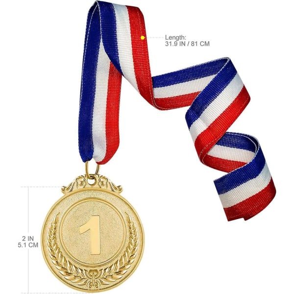 OL-stilsett med 3 metallprismedaljer med halsbånd – gull, sølv, bronse – for barnesport eller konkurranser