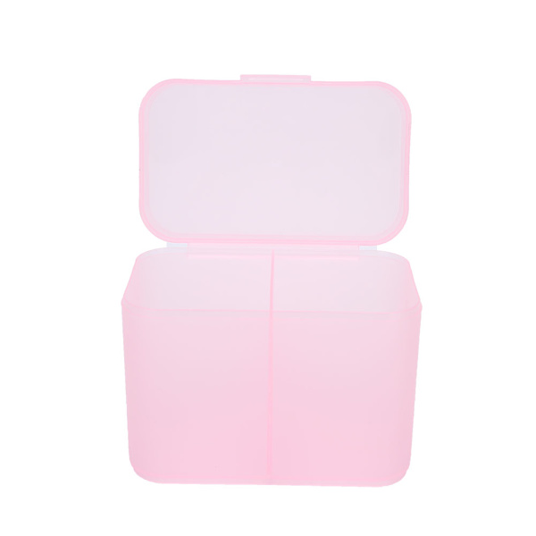 2 Grids Nail Art Oppbevaringsboks Nail Polish Remover Pad Organizer Holder Container Case Pink