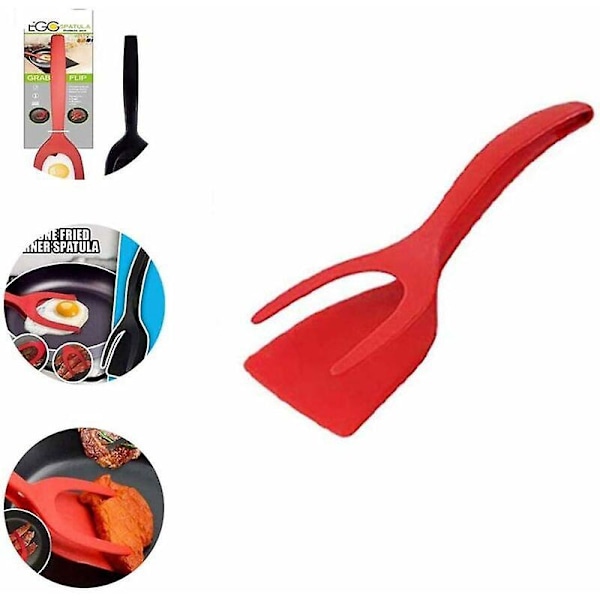 Stekspade för stekta ägg, multifunktionell, 2 i 1, non-stick, bakningstång för köksredskap, kökstillbehör (Röd) 2 st