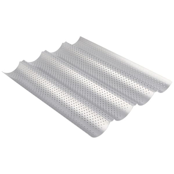 NonStick MultiGrooves Waves French Bread Pan Baguette Baking Cooking Tray Mold Kitchen Tool (4 spor)