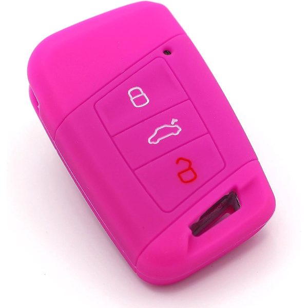 Apple Green Fluorescent Pink Silicone Car Key Case - 3 Buttons