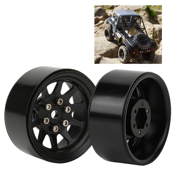 2 stk. Beadlock-fælge i legering til TRAXXAS TRX-4 1/10 RC Crawler Bil Sort