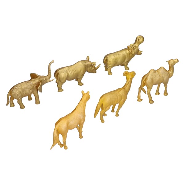 Skovens vilde dyr figur PVC langtidsholdbar simulering gyldne zoo dyrefigurer til 3 år+ 6 stk.
