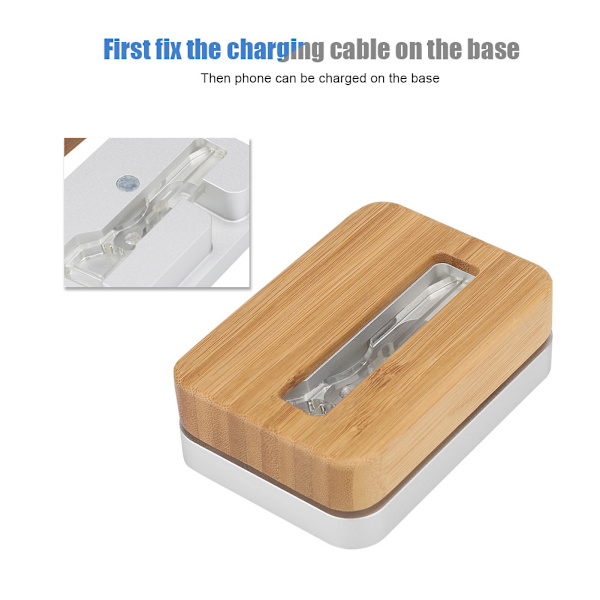 for Samdi Desktop Mobiltelefon Opladningsbase til iphone6S/6Plus/iphone7/7Plus/iphone8/X Sølv