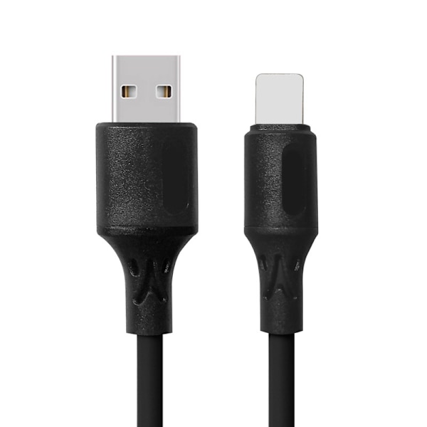 Laddningssladd för mobiltelefon Svart Silikon Flexibel 1,2m Snabbladdning Stabil USB laddarkabel för IOS Transformer Smart Phone