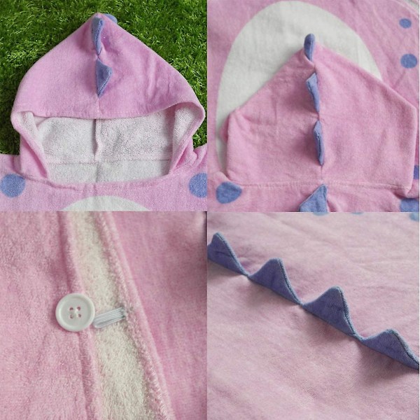 Cartoon Unicorn Dinosaur Huva Handduk för Barn, 0-4 År, Rosa