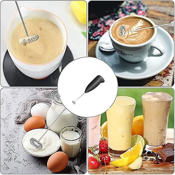Automatisk melkeskummer, eggvisp, mini-visp i rustfritt stål, bærbar og kraftig for morgenkaffe, latte, cappuccino, varm sjokolade