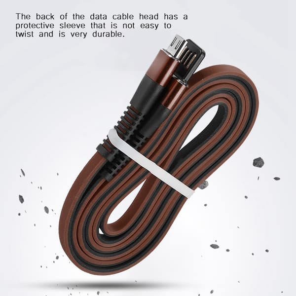 USB 1m dobbeltsidig blindpluggbar datakabel for datamaskin, telefon, brun svart