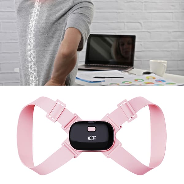 Smart ryggstöd med automatisk vibrationsvarning, elastisk, höghållfast hållningskorrigerare för barn, studenter, hem, rosa