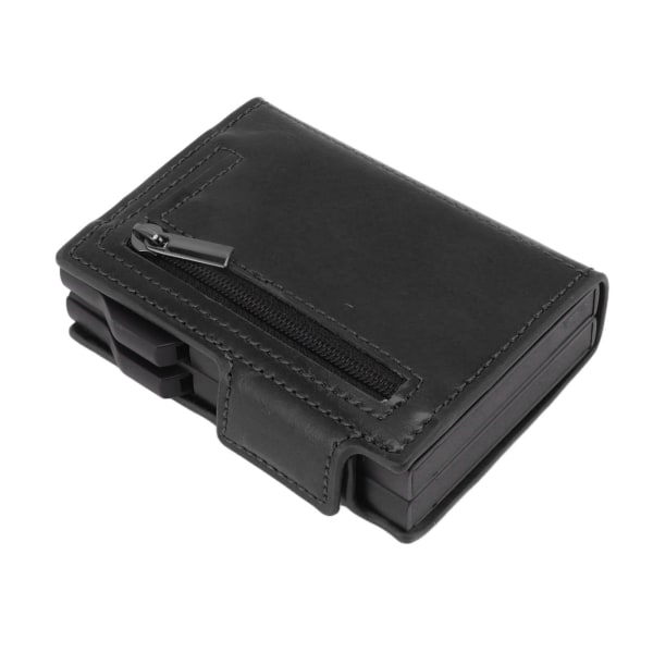 Anti-tyveri tegnebog i aluminiumlegering PU læder multifunktionel slank kortholder taske med slot til IOS Locator sort