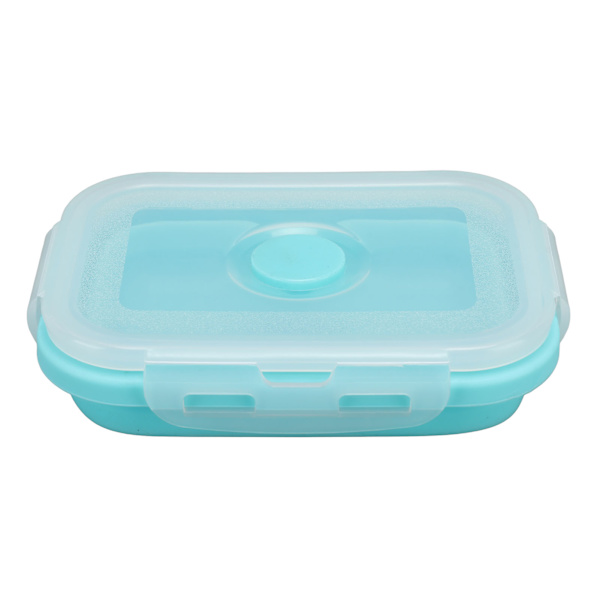 Hopfällbar silikonmatbehållare, temperaturbeständig, mikrovågsugnssäker lunchlåda, miljövänlig Bento-låda, 1200 ml, blå