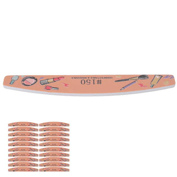 20 st Nagelfil Dubbla Sidor Manikyr Nagelfil Tvättbar Återanvändbar Professionell Half Moon fingernagelfil Nail Art Tools 150 Grit