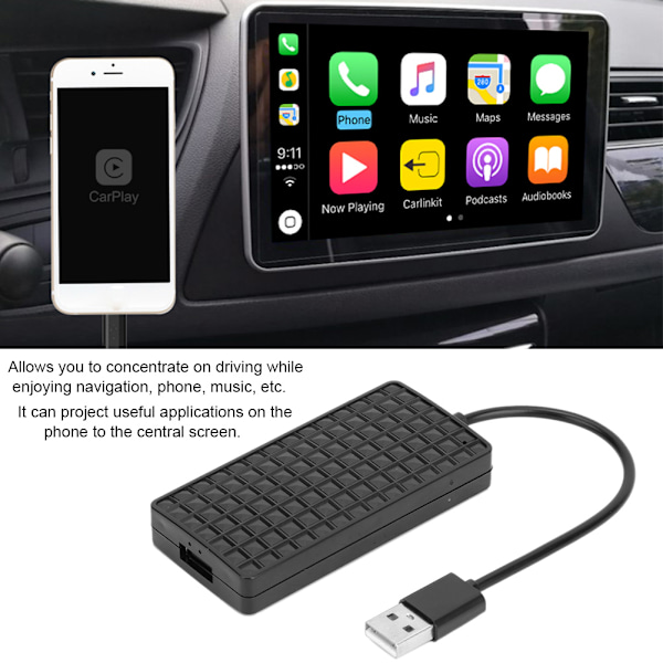 USB-dongeladapter Carplay Mobiltelefonnavigering till bilskärm för Android för IOSBlack