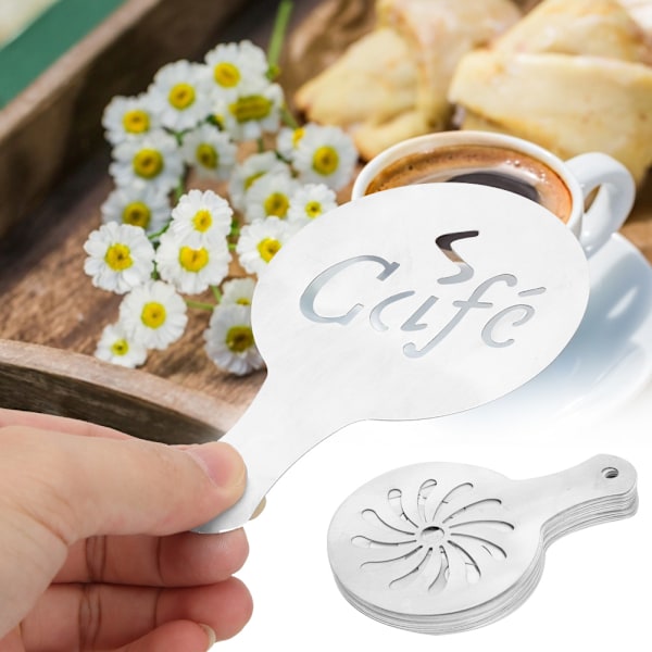 16 stk. smukke mønstre aluminiums kaffekunstform tryk skabelon kaffe DIY dekorativt værktøj