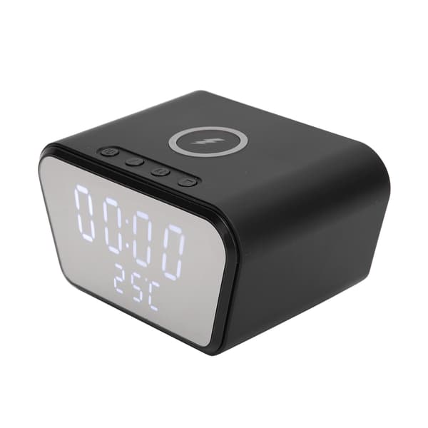 Trådløs oplader vækkeur Smart digitalt skrivebord elektronisk ur med temperaturtester 10W Sort