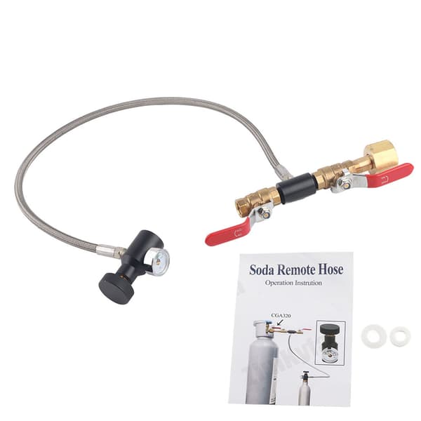 CGA-320 CO2 Cylinder Refill Adapter med slang för påfyllning av sodatank 24\" med manometer