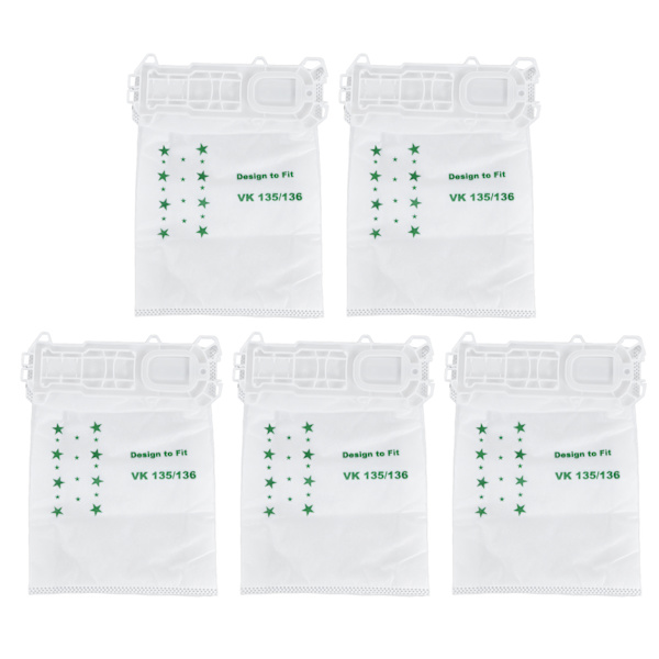 5 STK støvsuger støvpose Nonwoven støvsuger søppelpose for VORWERK VK135 VK136
