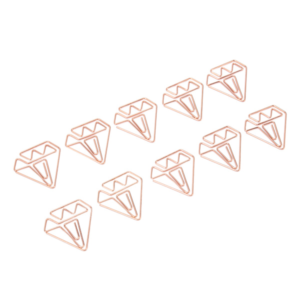 100 stk roseguld papirclips Søde diamantformede multifunktionelle metal små planlægningsklips til studerende kontorleverandør papirvarer