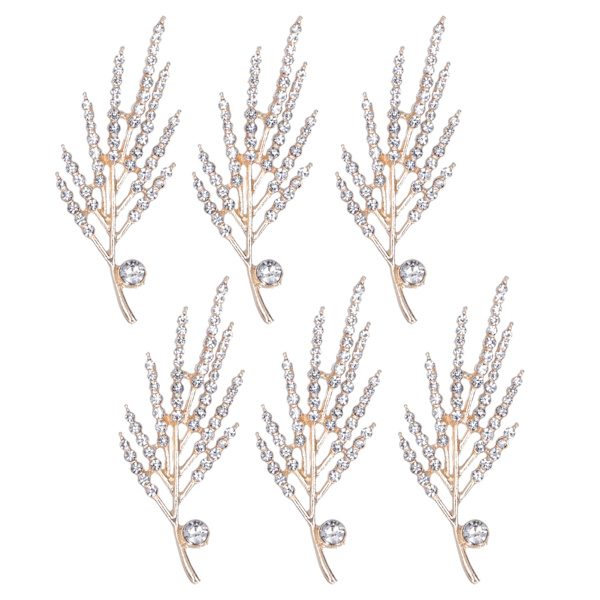 6 st blomformade broscher DIY strassbrosch nål för skor kläder smycken dekoration vit strass vetegren