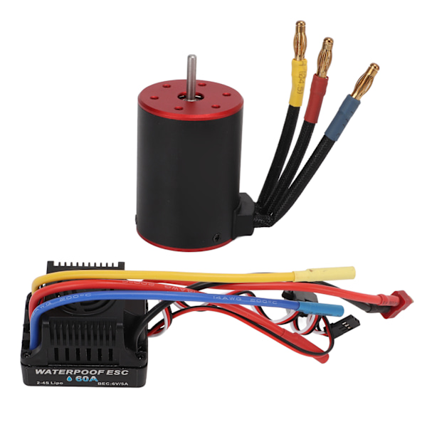 3650 3900KV Vandtæt Børsteløs Motor 60A ESC Elektrisk Regulator Lang Ledning til 1/8 1/10 RC Bil