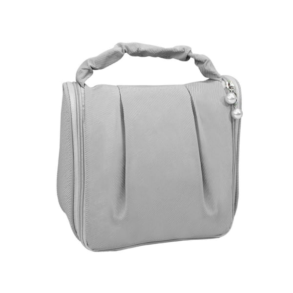 Handheld Makeup Bag Portable Hanging Multifunctional Waterproof Cosmetic Toiletry Case for Travel Grey