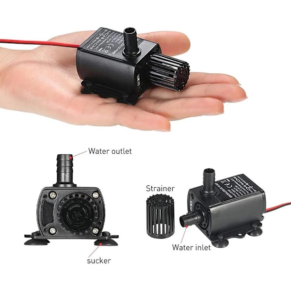 Mini Ultra Quiet Nedsänkbar Pump Akvarium Trädgård Damm USB Fontän Vattenpump DC 5V 250L/H QR50A
