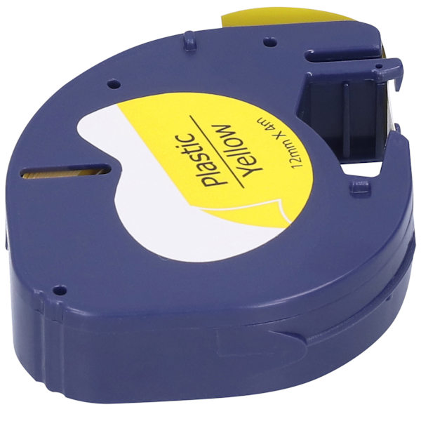 DYMO LETRATAG Labeltape - 12mm x 4m - Sort på gul