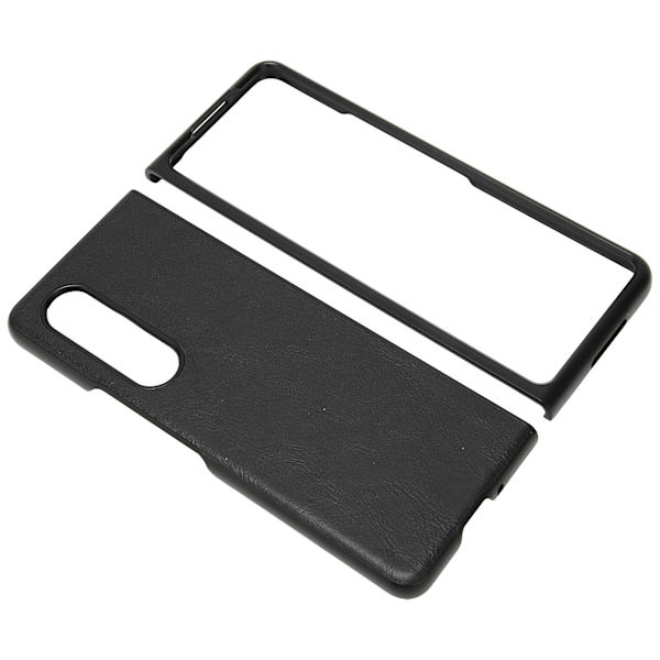 Business Läder Telefonfodral för Galaxy Z Fold 3 Dammsäker Fällbar Skärm Telefonfodral Svart