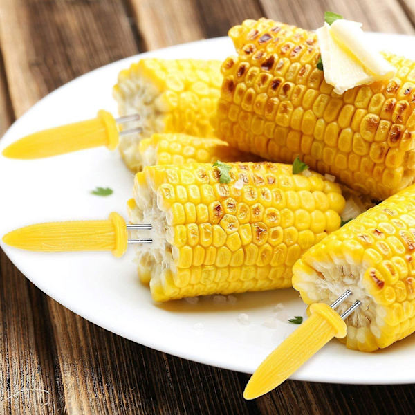 Rustfritt stål BBQ maisholdersett - 12 pakke maisspyd med doble ben for grilling, fruktgafler, kjøkkenverktøy